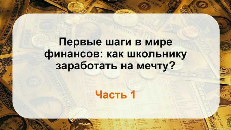 Вологодская область: «Первые шаги в мире финансов: как школьнику заработать на мечту» - Часть 1